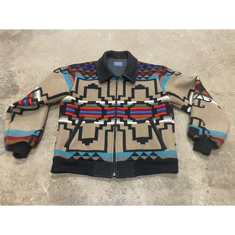 Vintage Pendleton Jacket Mens Medium Wool Western Bomber Navajo Pattern USA